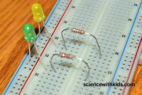 LEDs on breadboard