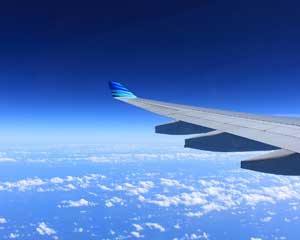 Airplane flying in the stratosphere
